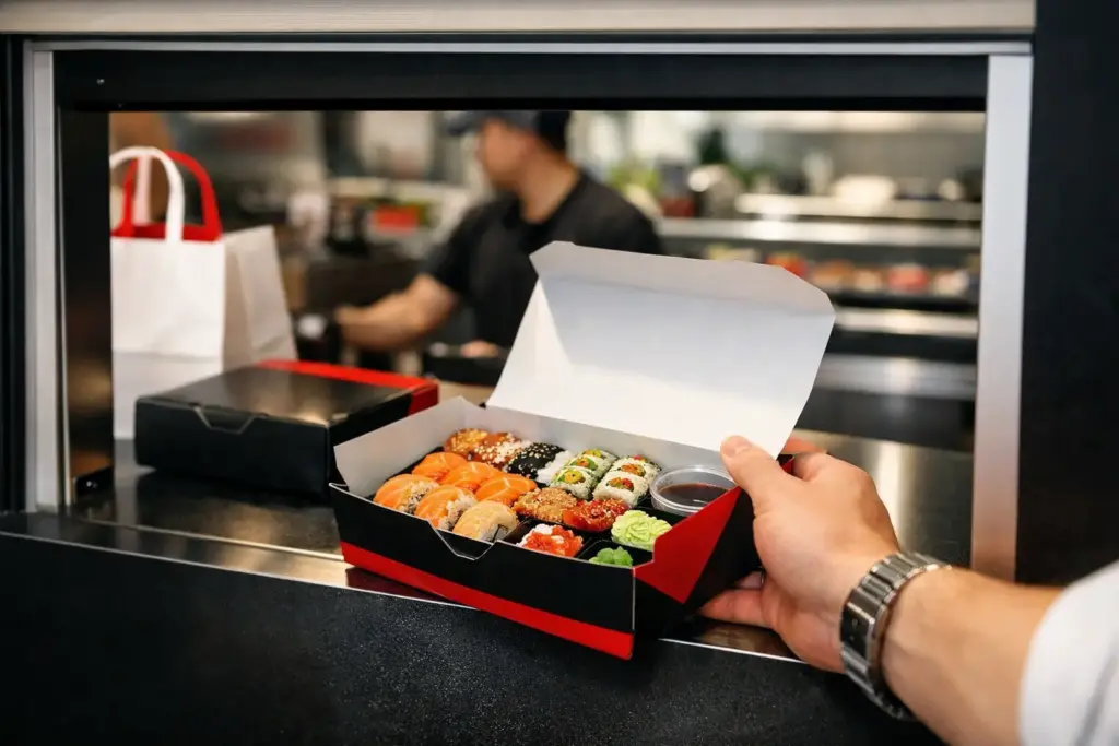 Szybki odbiór sushi takeaway bez czekania